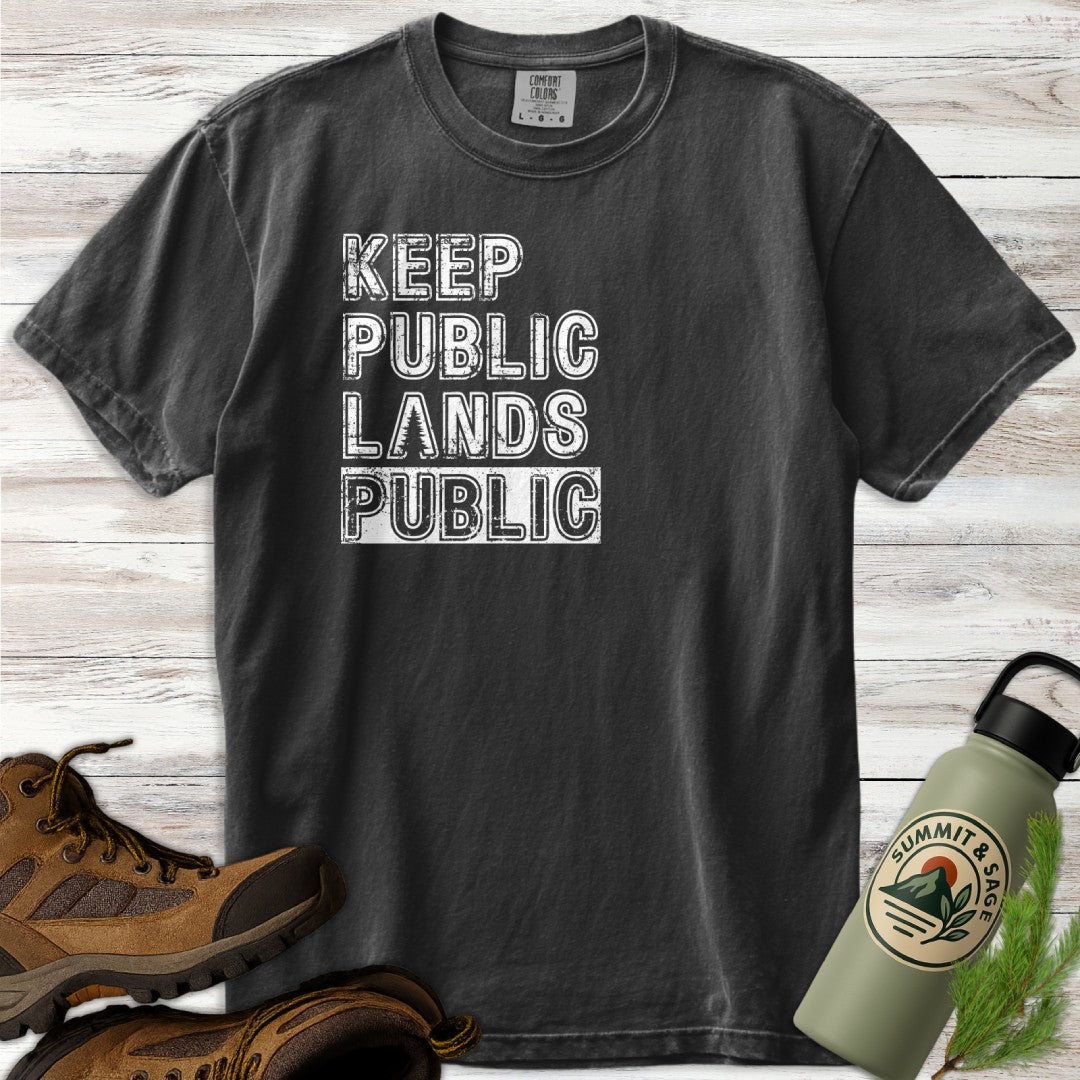 Keep Public Distressed Text T-Shirt