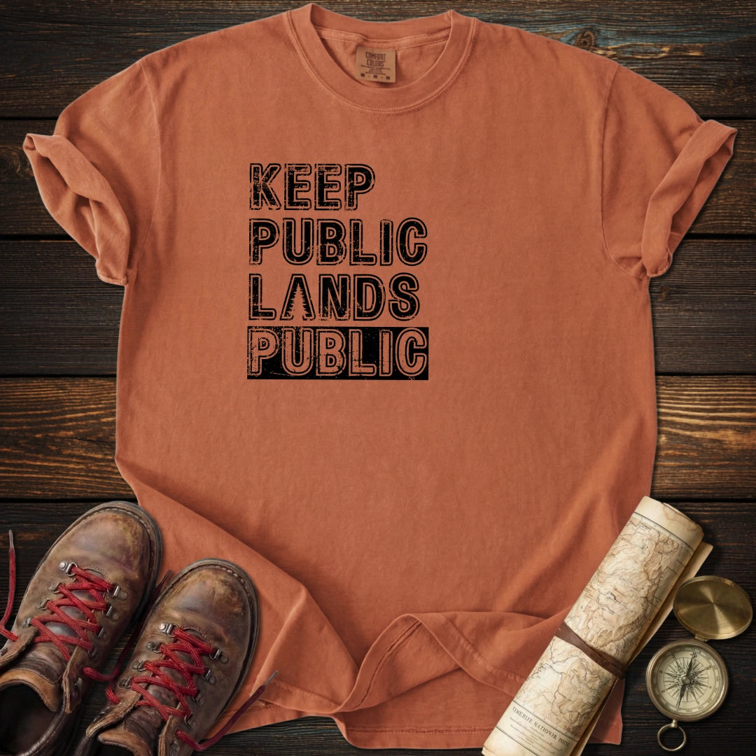 Keep Public Distressed Text T-Shirt