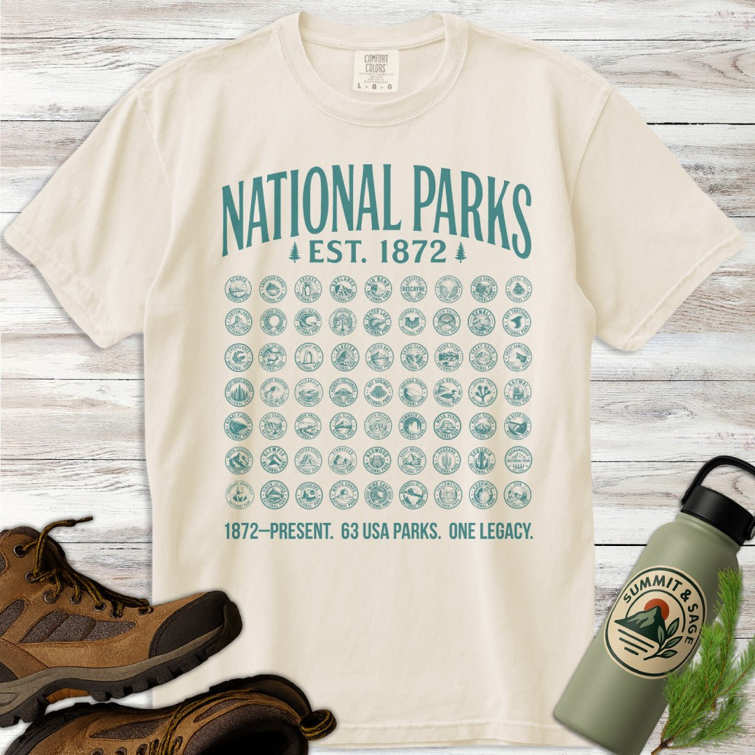 63 National Parks Est. 1872 Teal T-Shirt