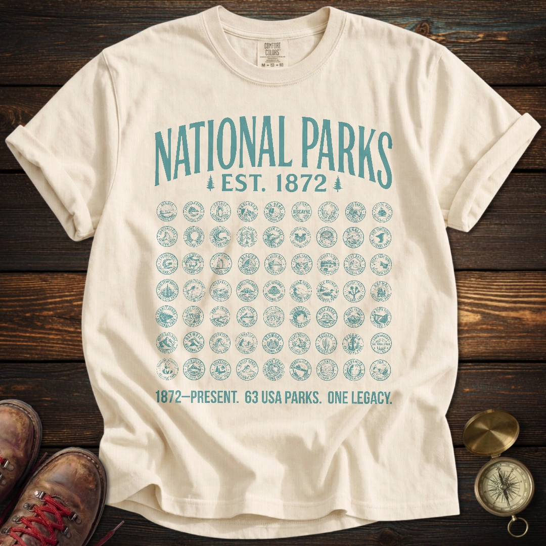 63 National Parks Est. 1872 Teal T-Shirt
