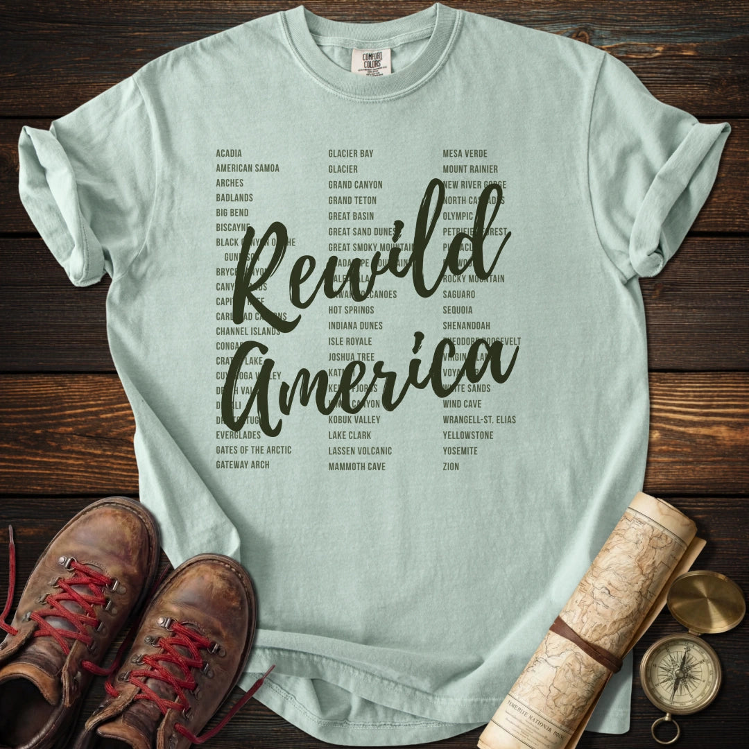 Rewild America Green Park List T-Shirt
