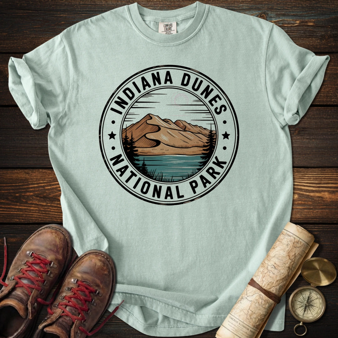 Indiana Dunes Badge Style T-Shirt