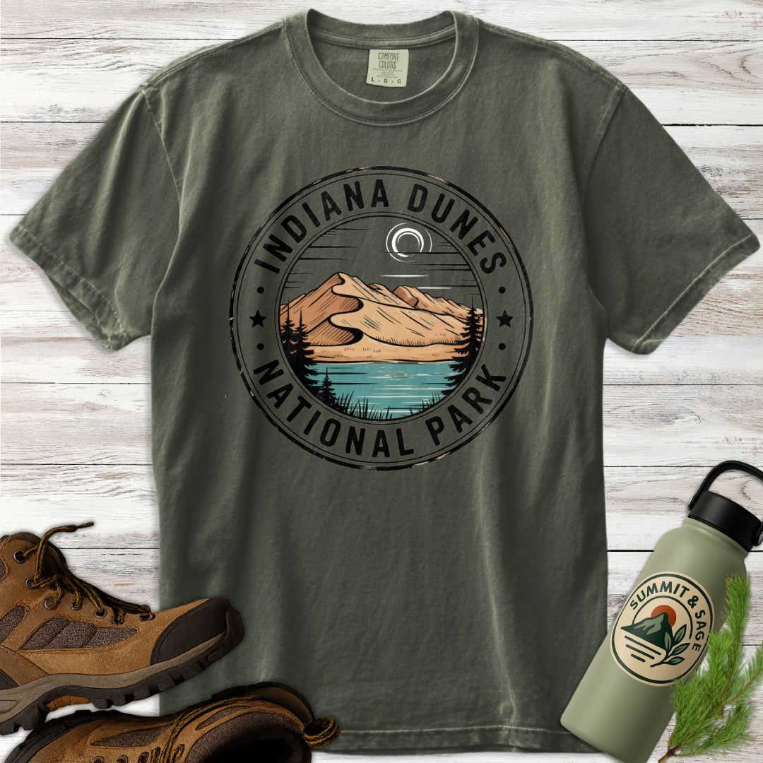 Indiana Dunes Badge Style T-Shirt