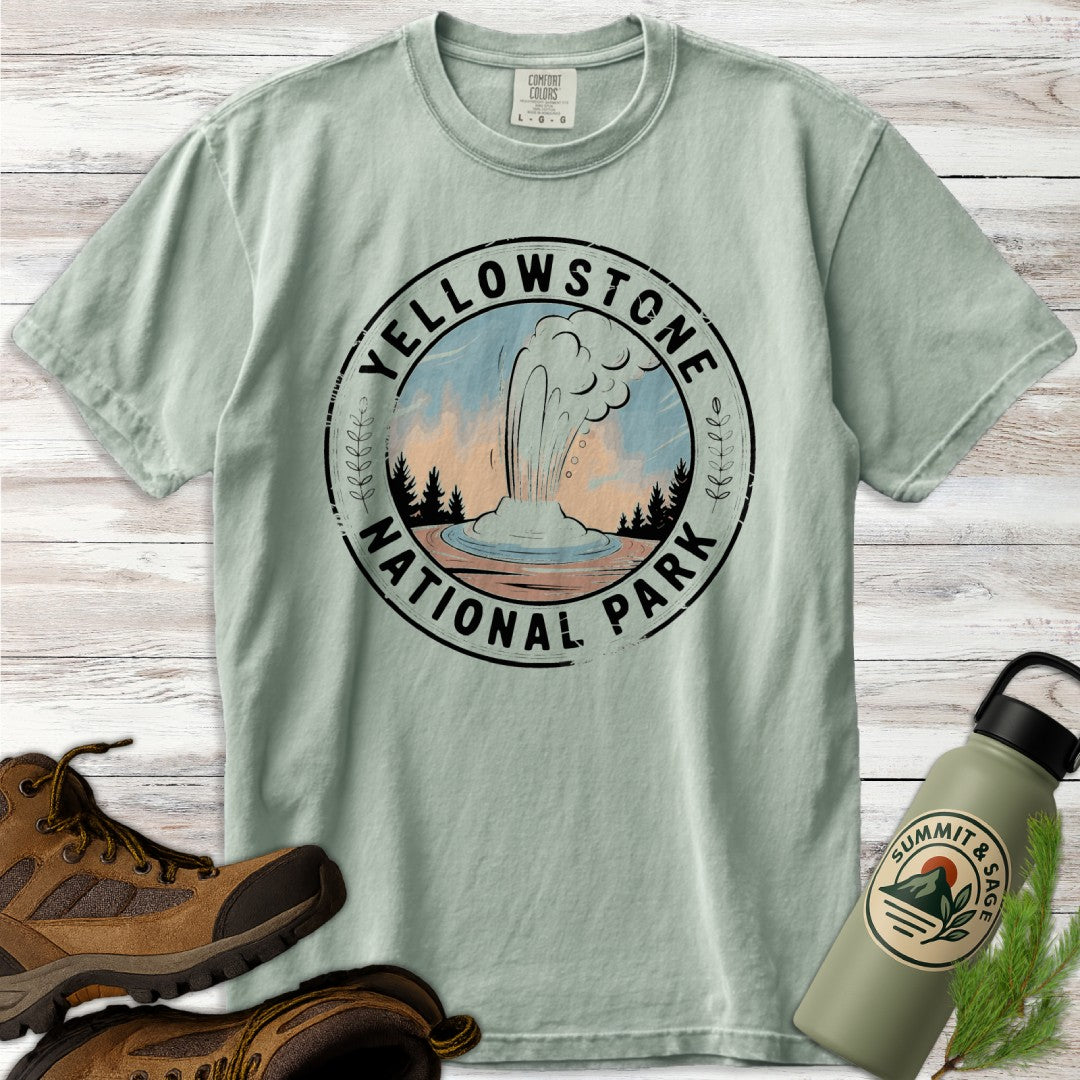 Yellowstone Park Geyser Badge T-Shirt