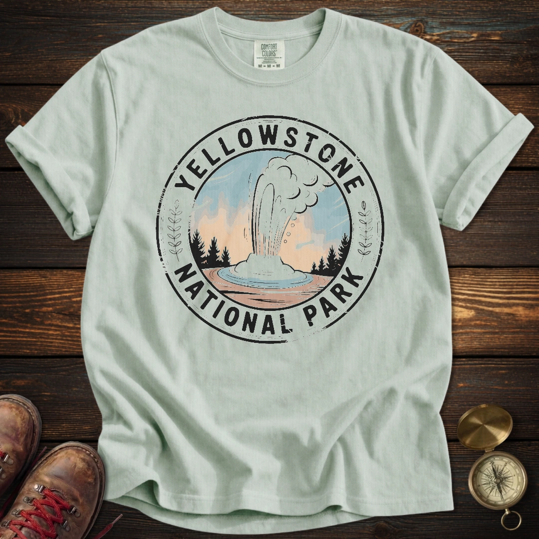 Yellowstone Park Geyser Badge T-Shirt