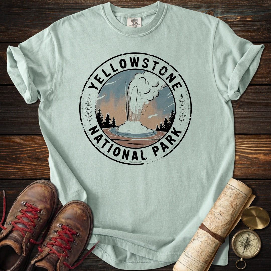 Yellowstone Park Geyser Badge T-Shirt