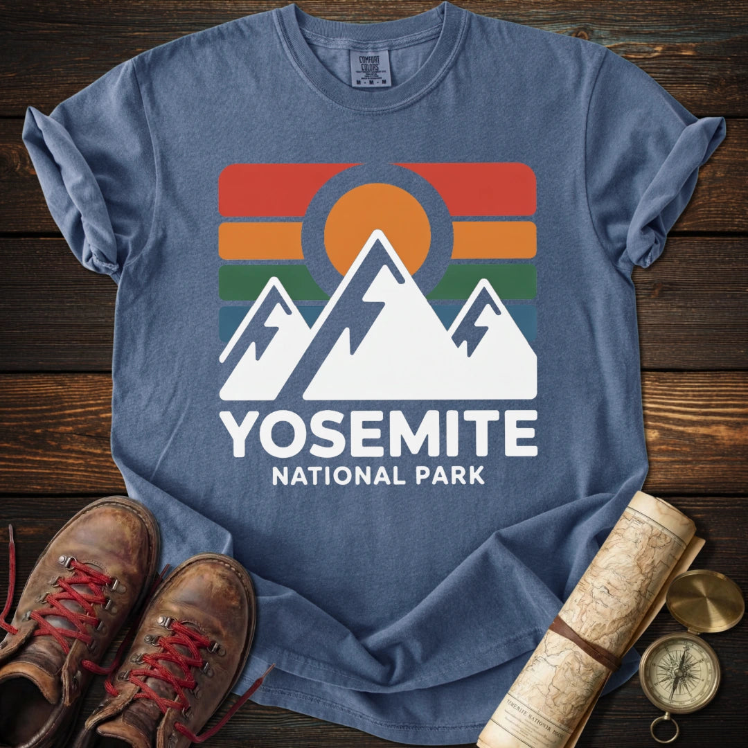 Retro Yosemite Sunset Peaks T-Shirt
