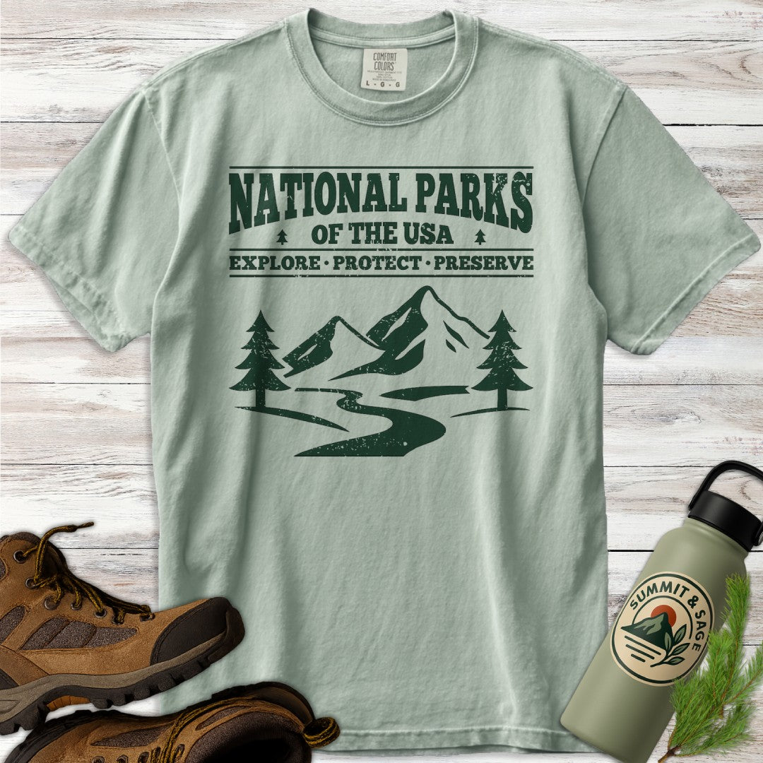 National Parks USA Distressed Graphic T-Shirt