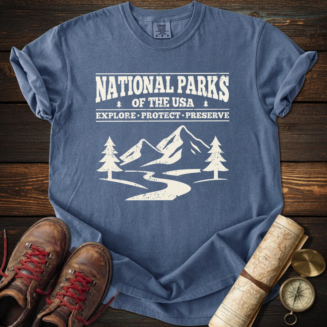 National Parks USA Distressed Graphic T-Shirt