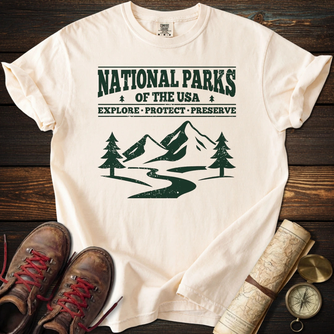 National Parks USA Distressed Graphic T-Shirt