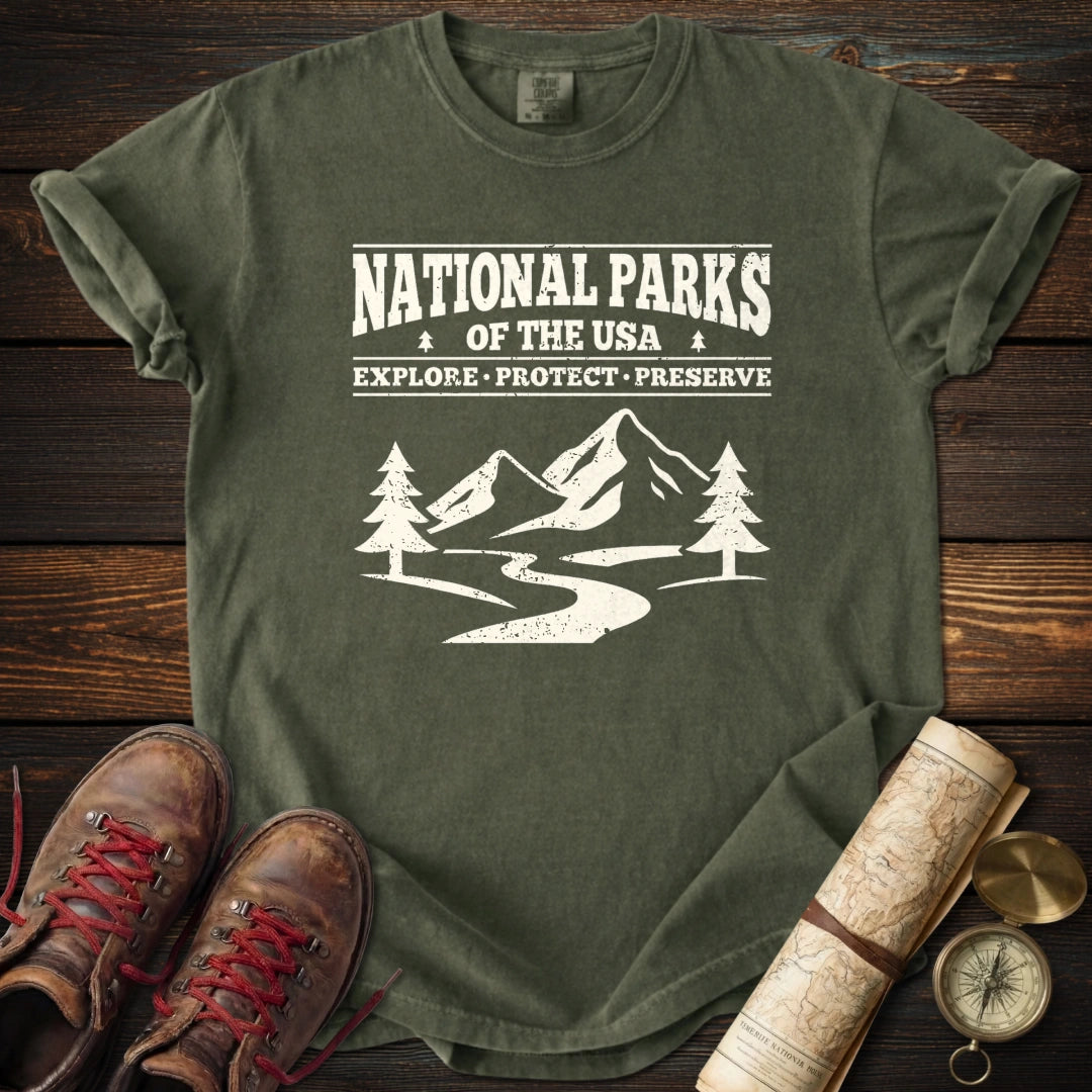 National Parks USA Distressed Graphic T-Shirt