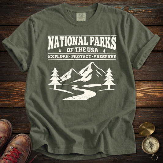 National Parks USA Distressed Graphic T-Shirt