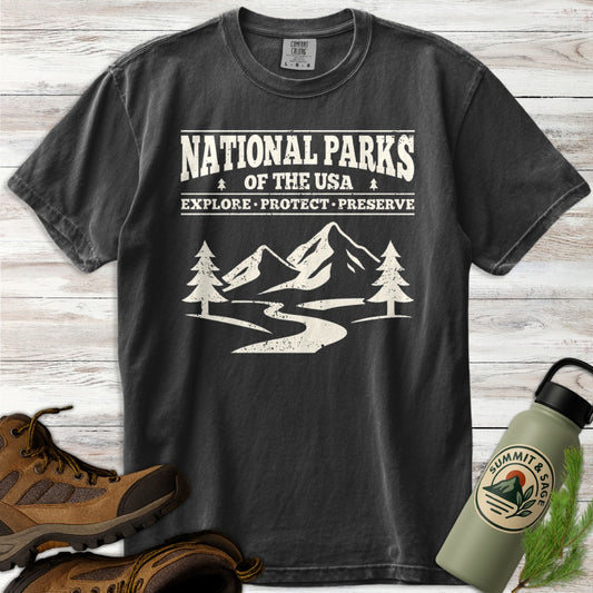 National Parks USA Distressed Graphic T-Shirt