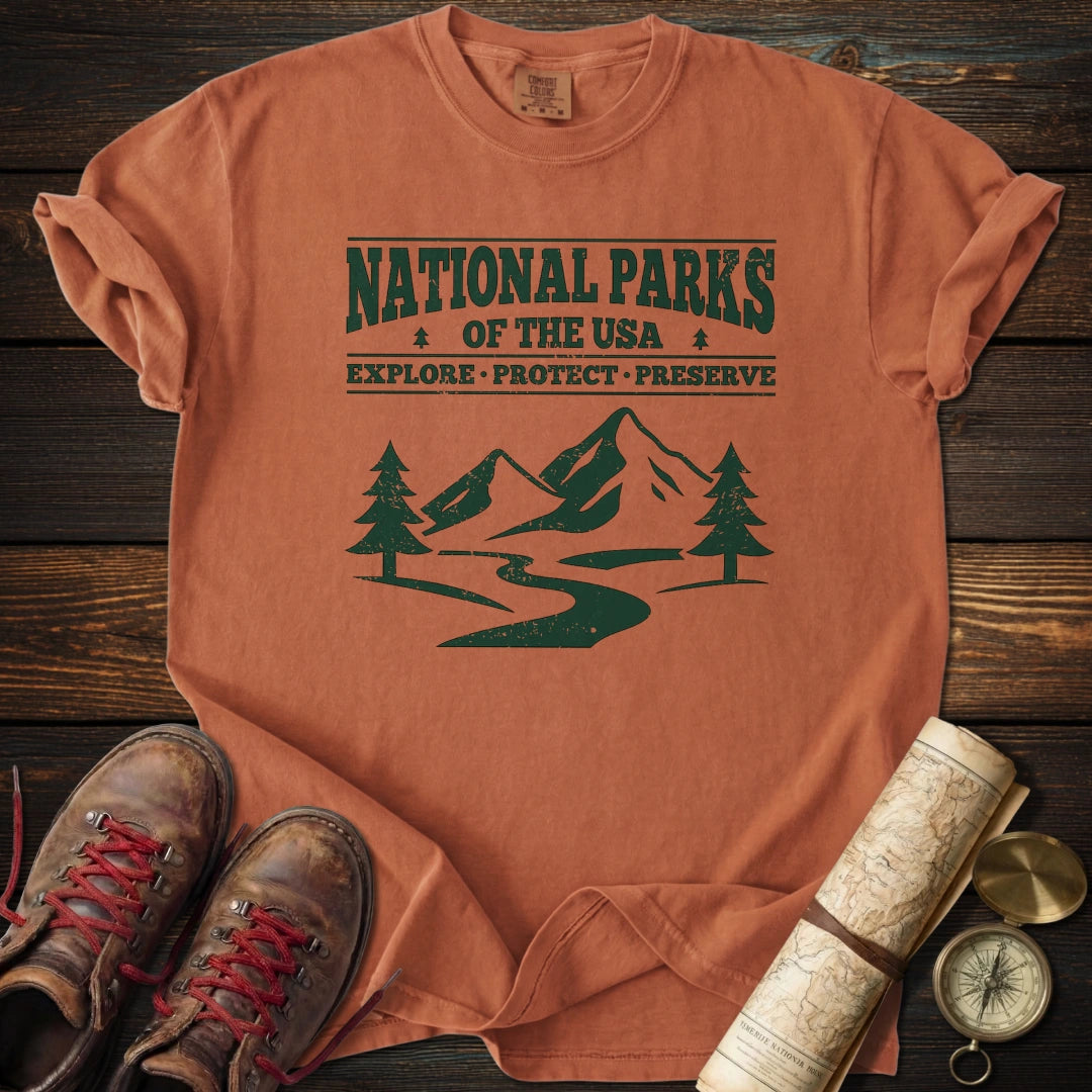 National Parks USA Distressed Graphic T-Shirt