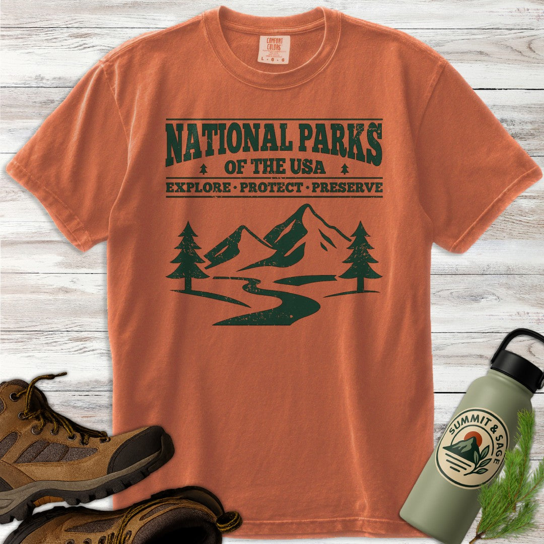 National Parks USA Distressed Graphic T-Shirt