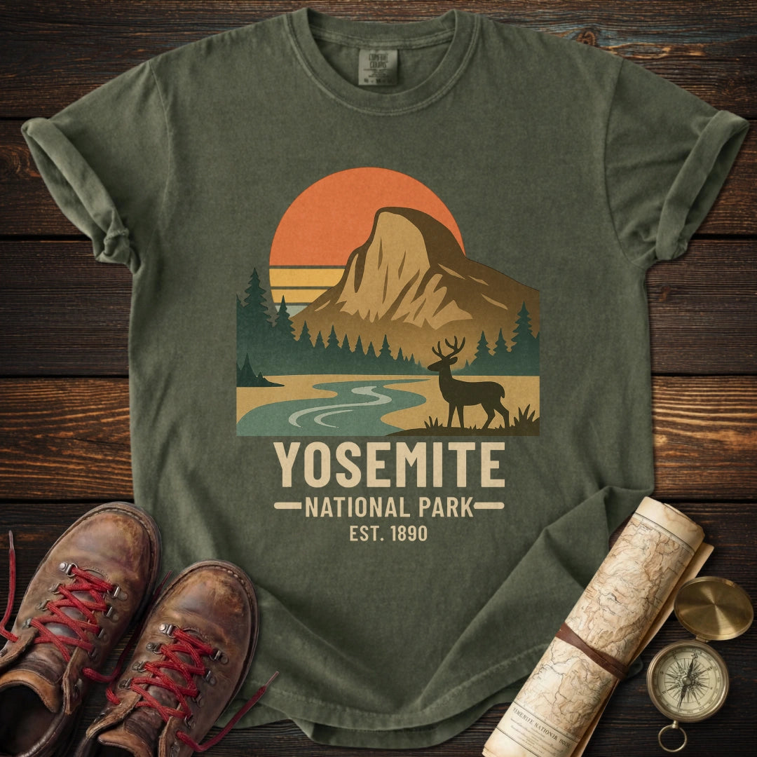 Yosemite Deer Poster Style T-Shirt