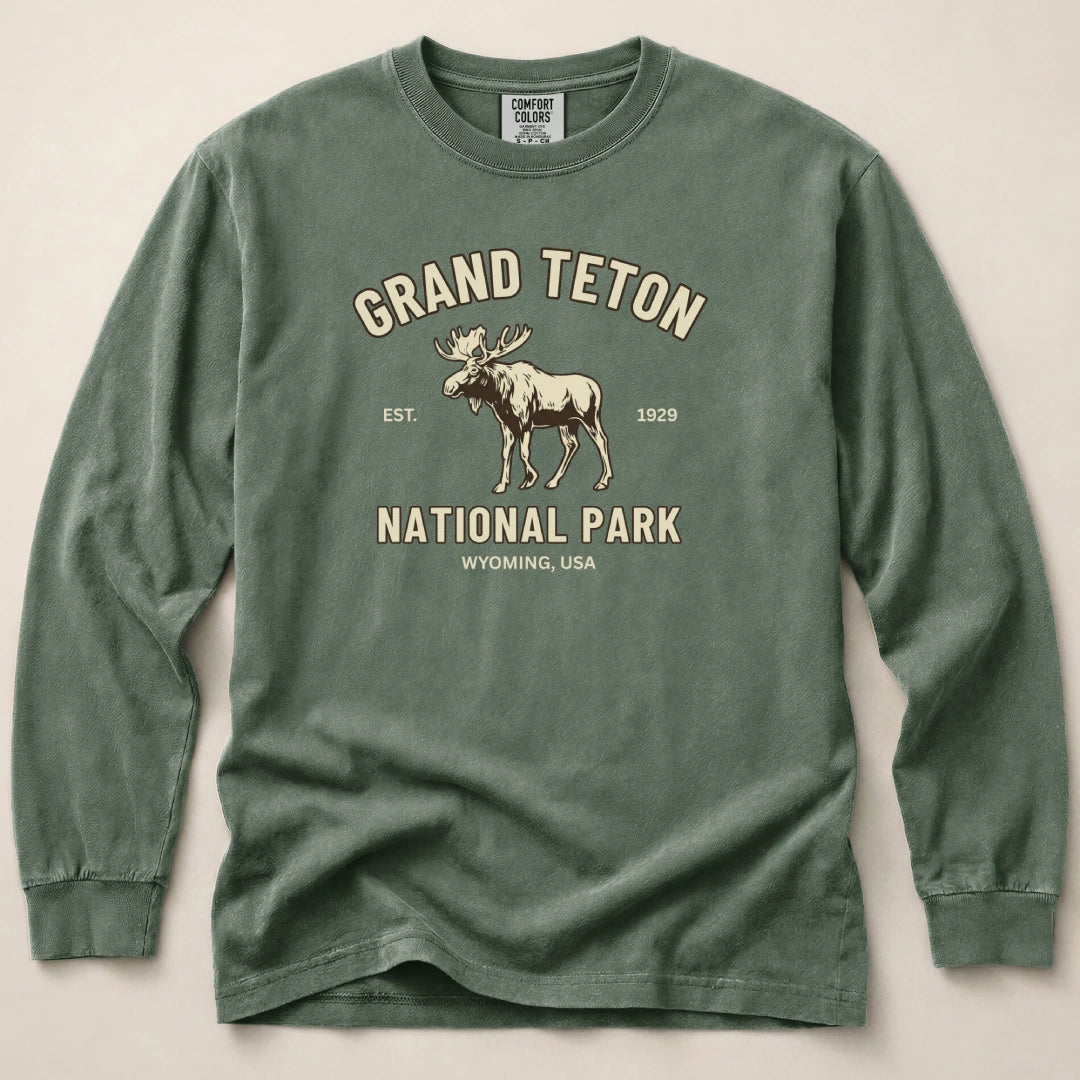 Grand Teton Moose Long Sleeved T-Shirt