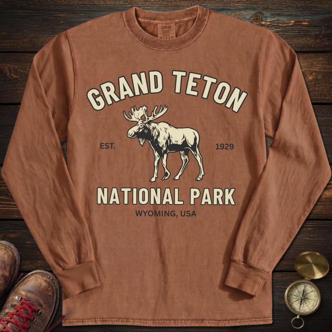 Grand Teton Moose Long Sleeved T-Shirt
