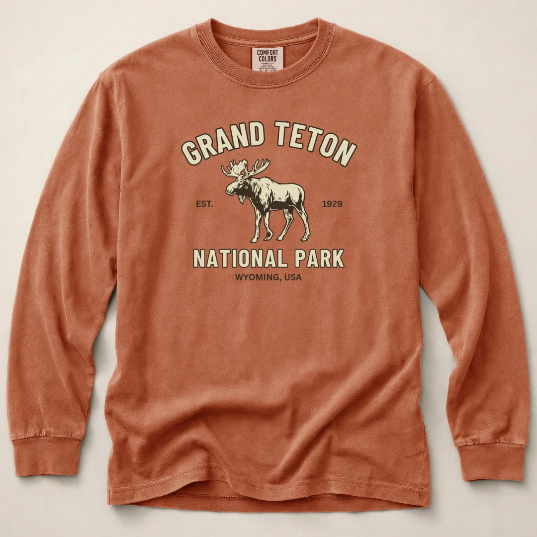 Grand Teton Moose Long Sleeved T-Shirt