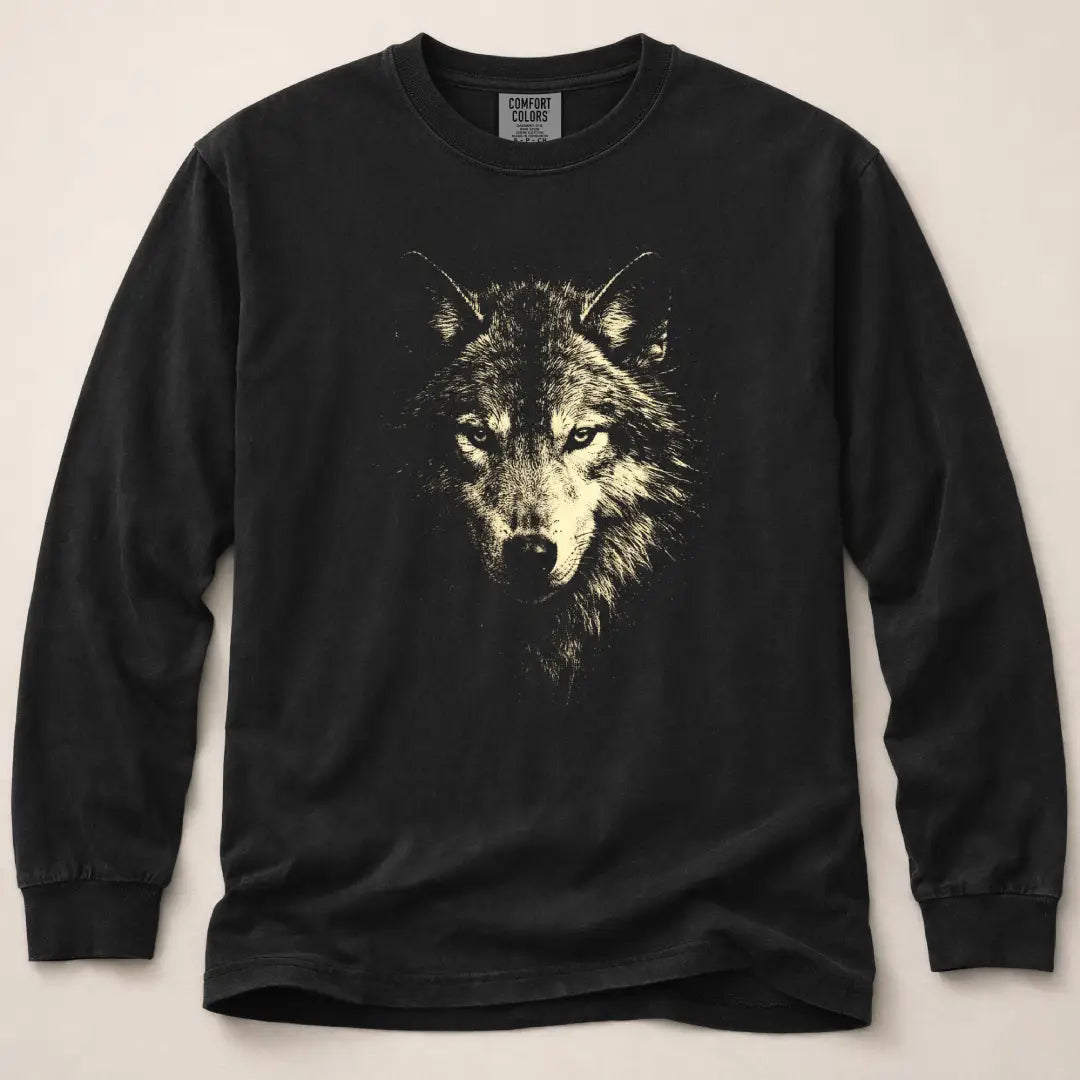 Vintage Washed Wolf Long Sleeved T-Shirt