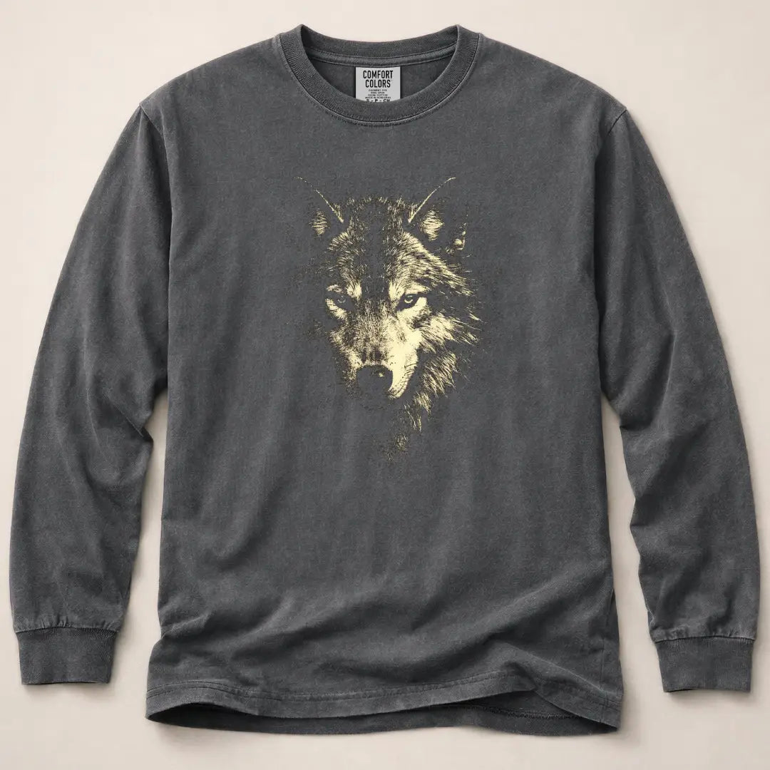 Vintage Washed Wolf Long Sleeved T-Shirt