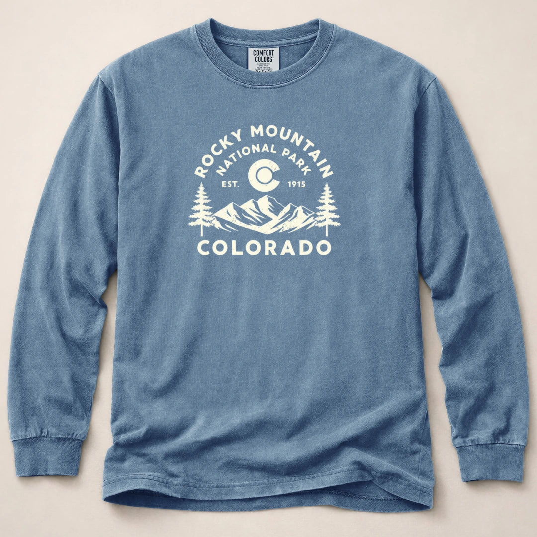 Rocky Mountain Colorado Flag Long Sleeved T-Shirt