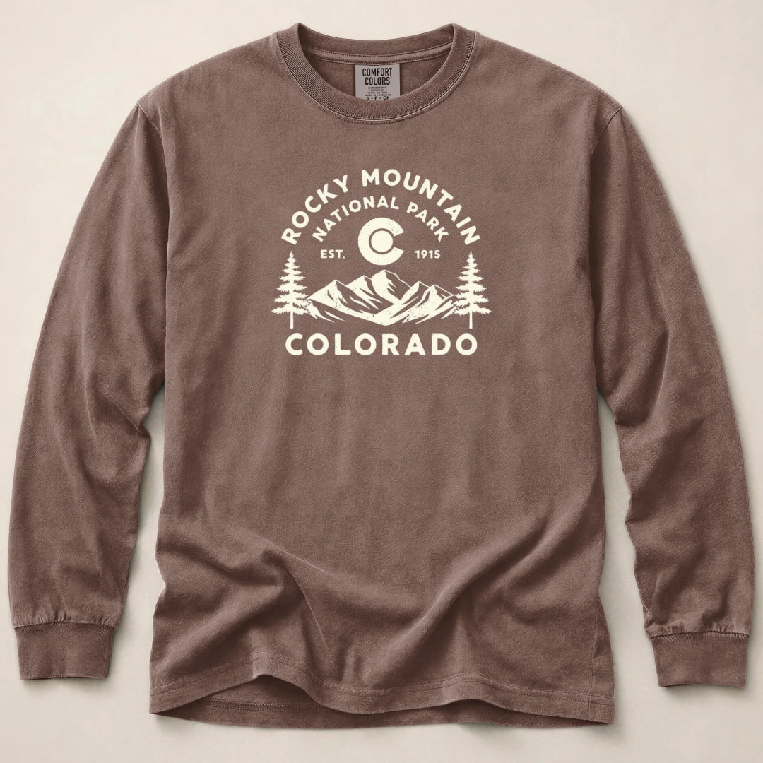 Rocky Mountain Colorado Flag Long Sleeved T-Shirt