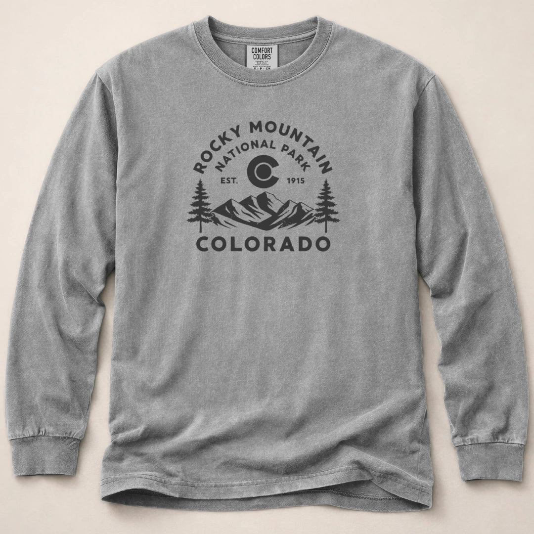 Rocky Mountain Colorado Flag Long Sleeved T-Shirt