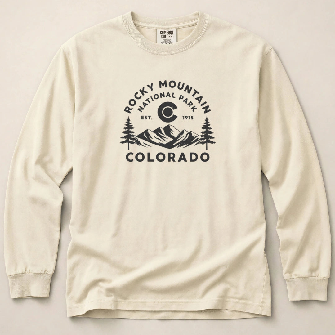 Rocky Mountain Colorado Flag Long Sleeved T-Shirt