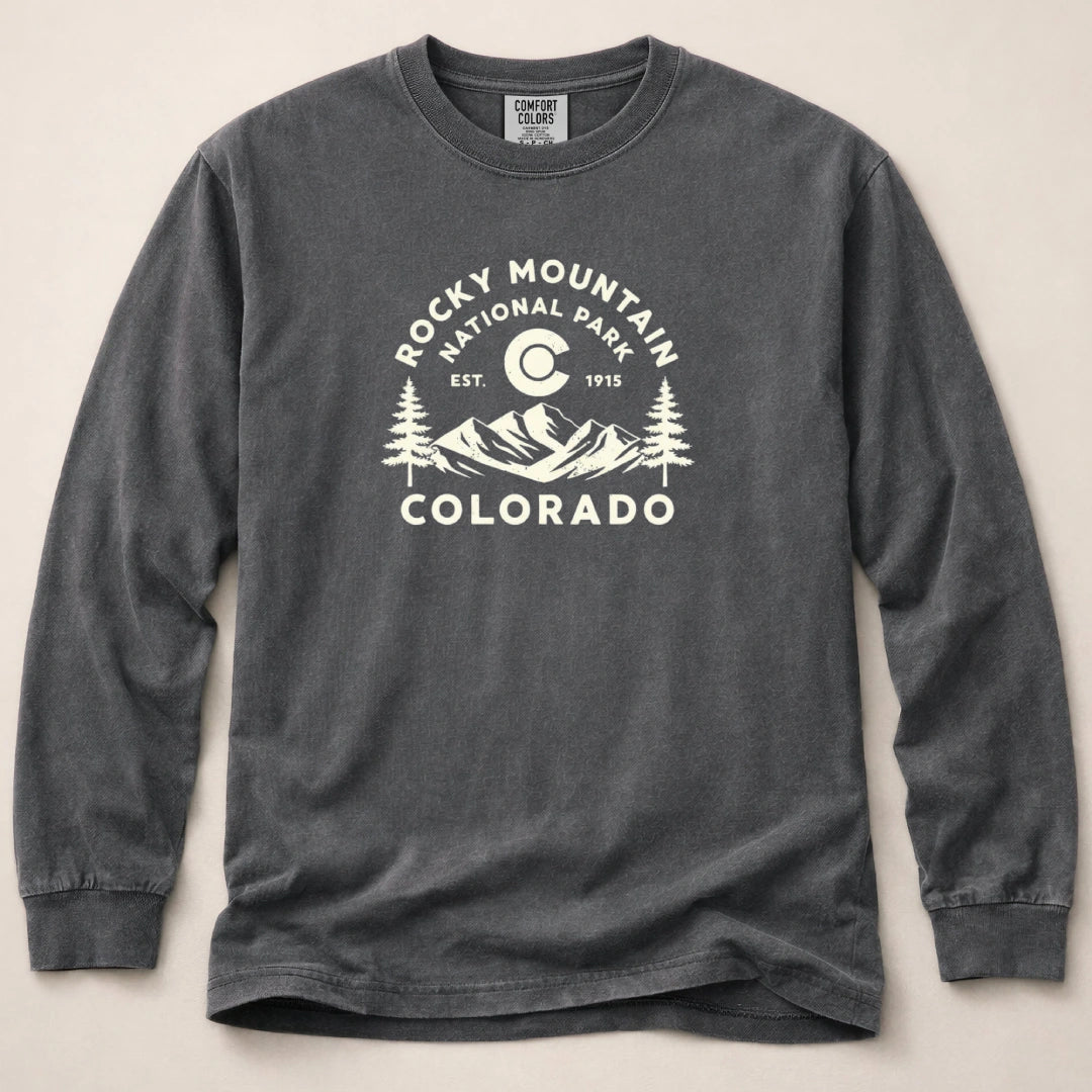 Rocky Mountain Colorado Flag Long Sleeved T-Shirt