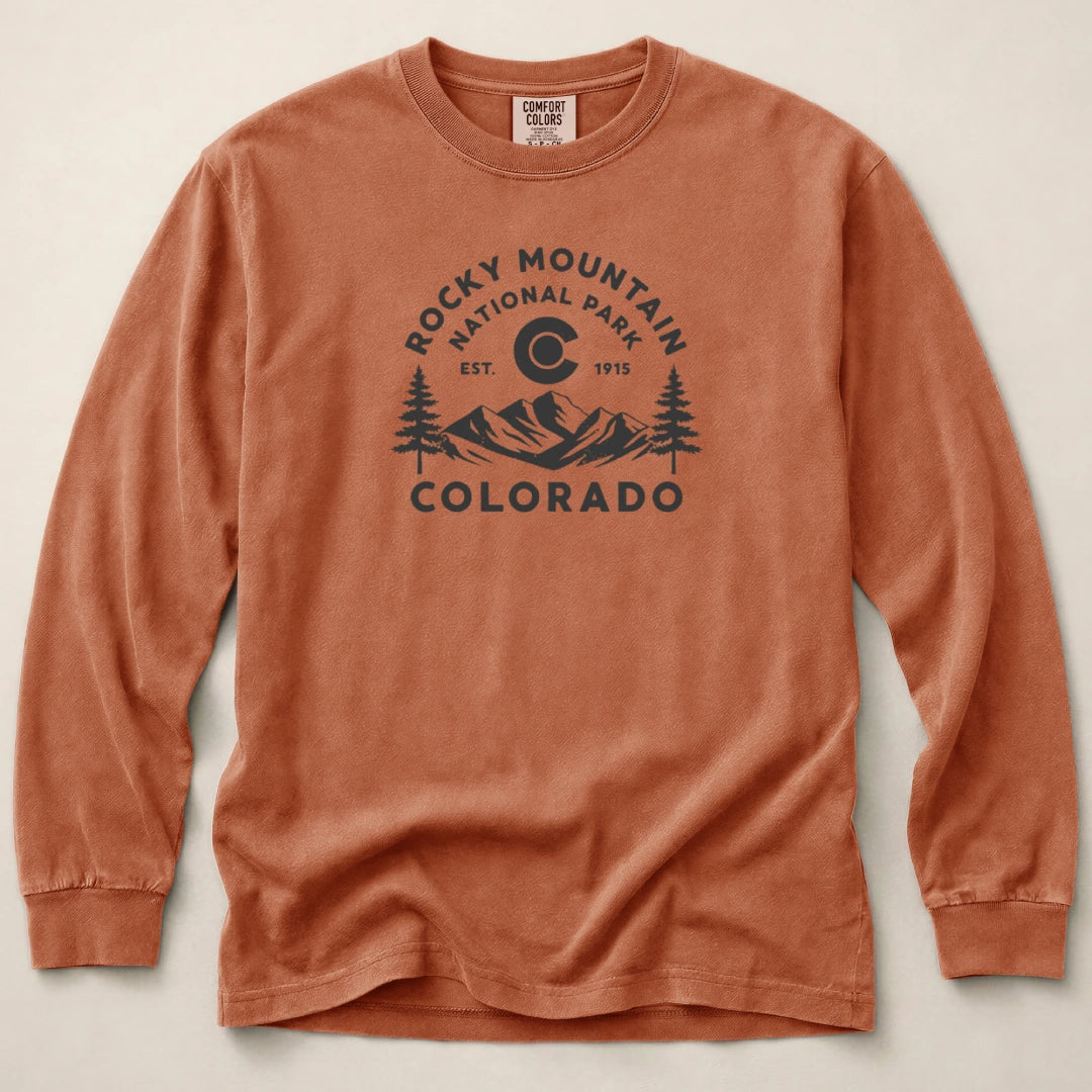 Rocky Mountain Colorado Flag Long Sleeved T-Shirt