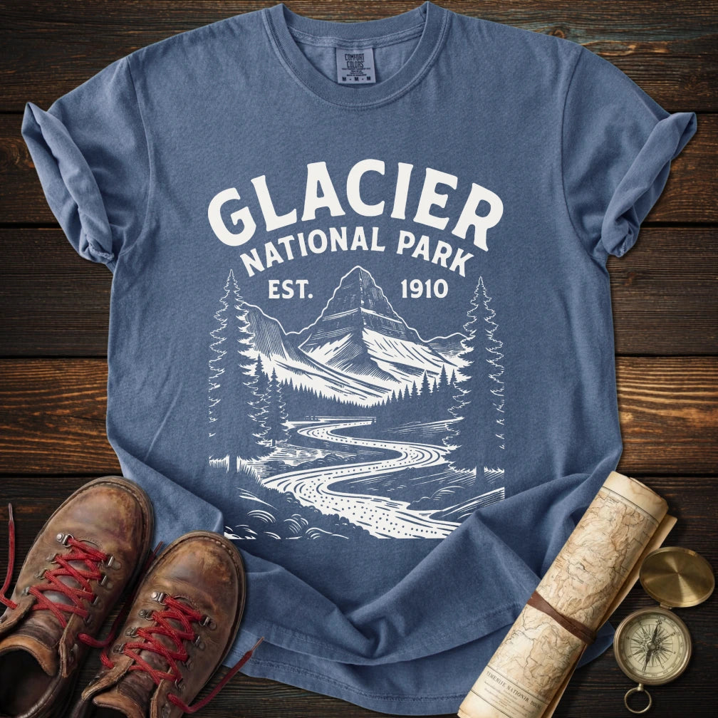 Glacier Retro Linework T-Shirt