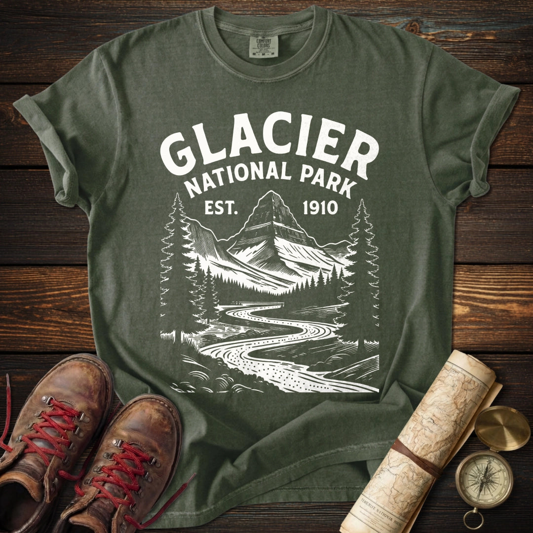 Glacier Retro Linework T-Shirt