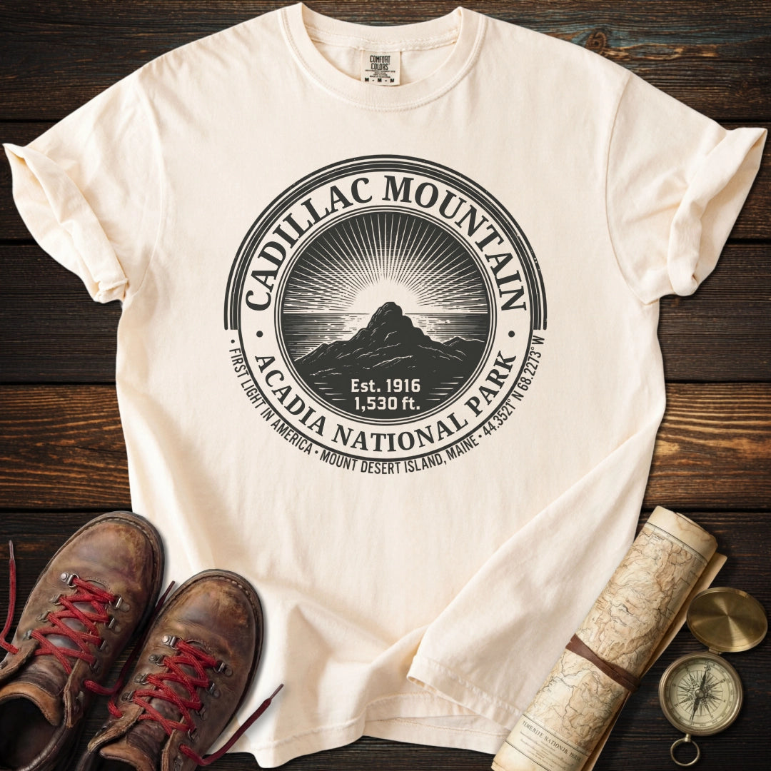 Acadia Cadillac Mountain Badge T-Shirt
