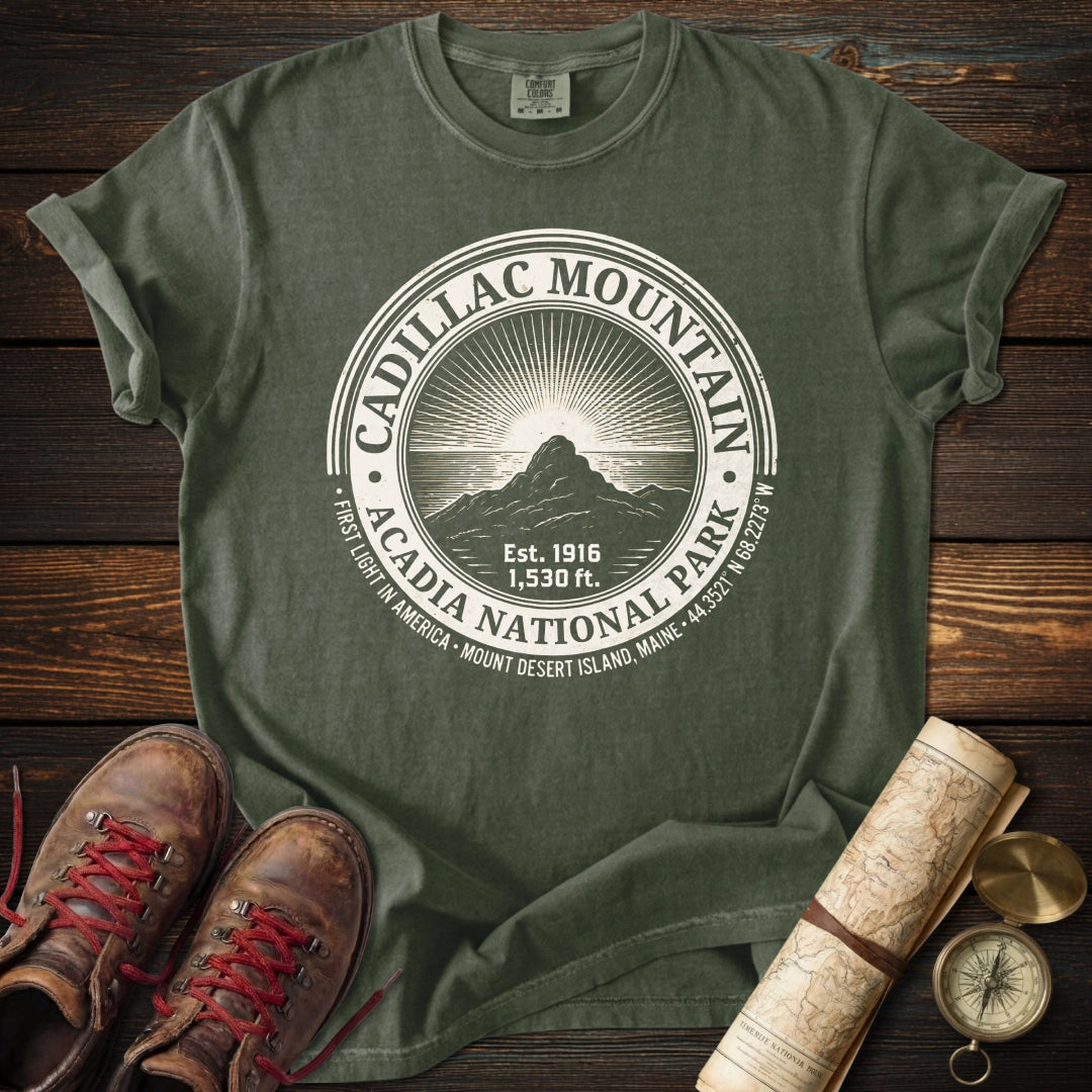 Acadia Cadillac Mountain Badge T-Shirt