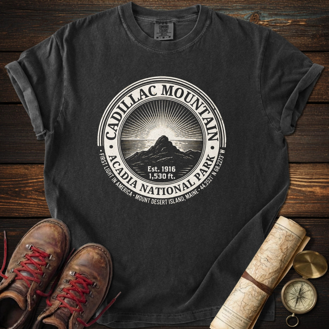 Acadia Cadillac Mountain Badge T-Shirt