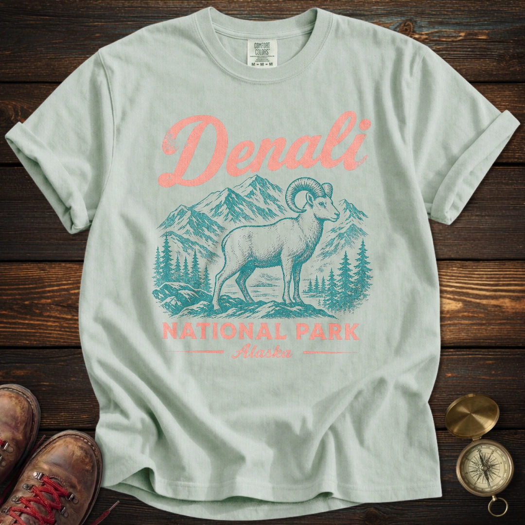 Denali Dall Sheep Vintage Sketch T-Shirt