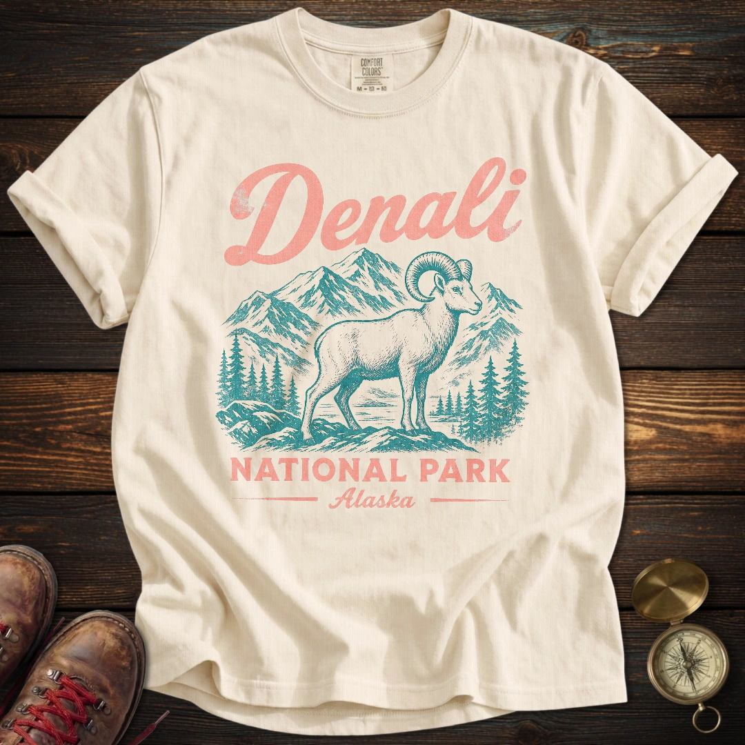 Denali Dall Sheep Vintage Sketch T-Shirt