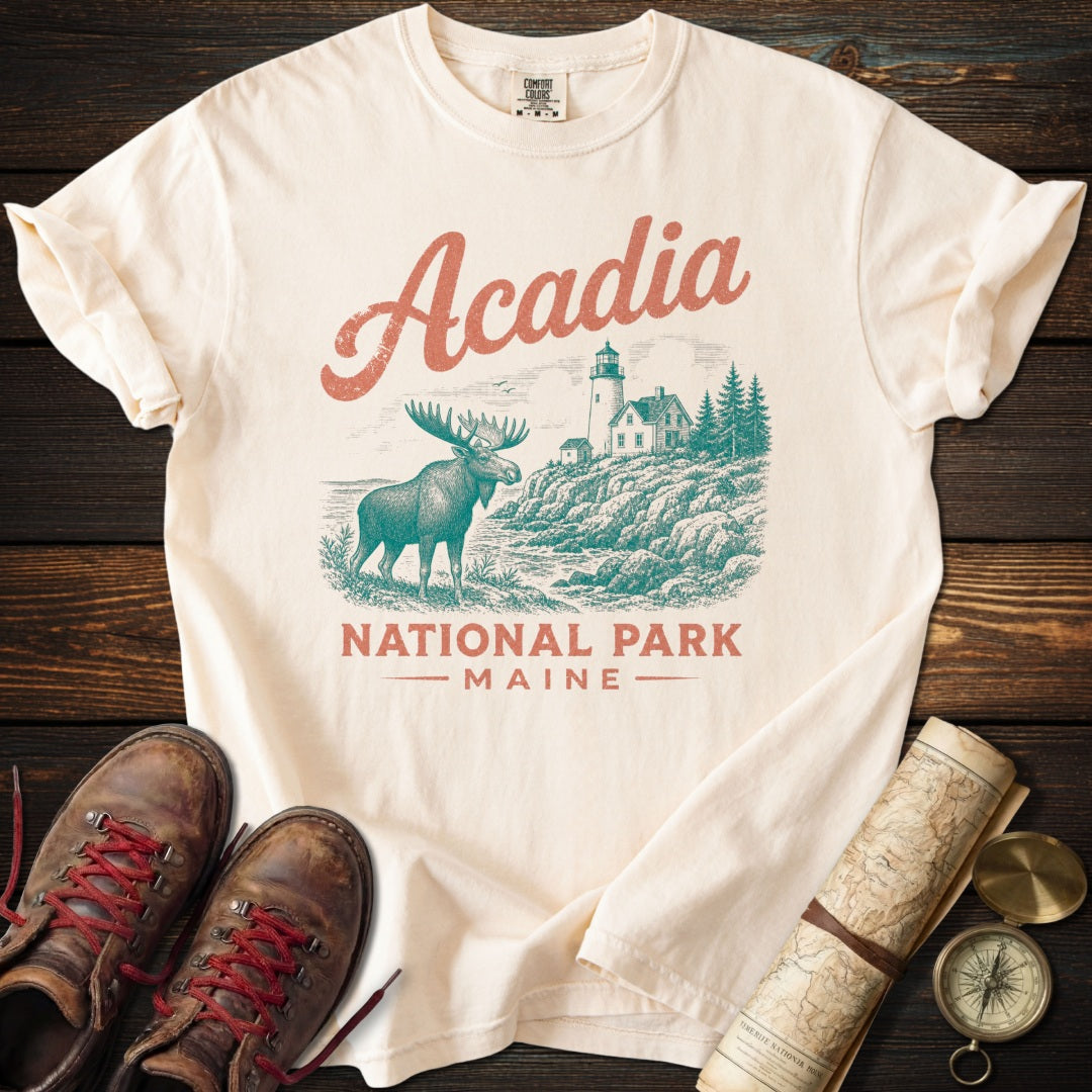 Acadia Moose Vintage Sketch T-Shirt