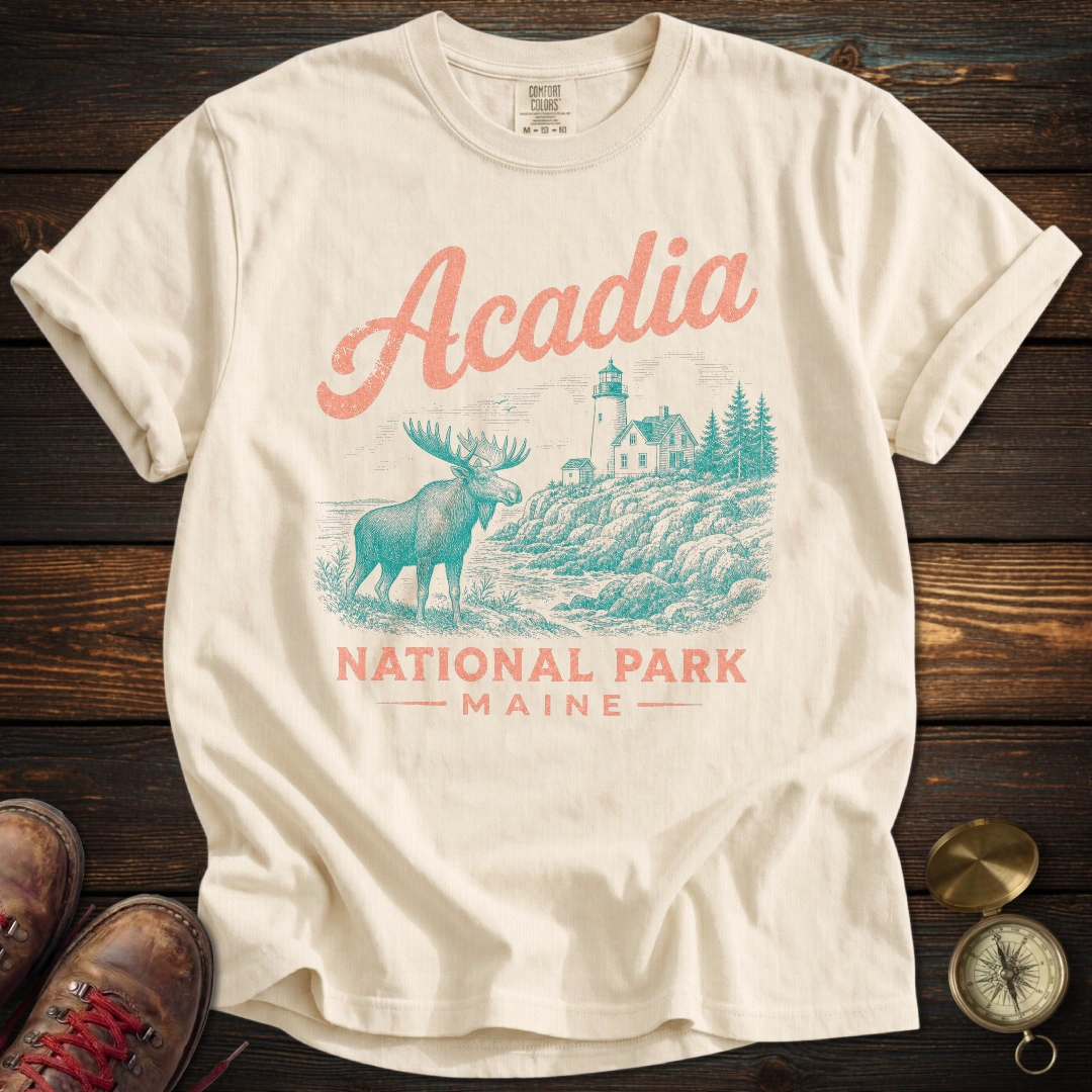 Acadia Moose Vintage Sketch T-Shirt