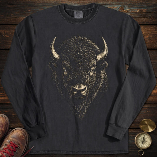 Bison Archival Portrait Long Sleeved T-Shirt