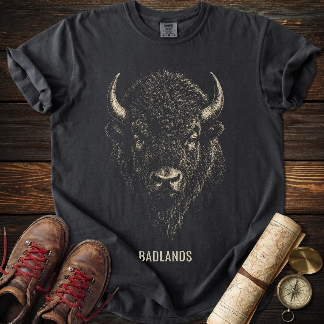 Badlands Bison Portrait T-Shirt