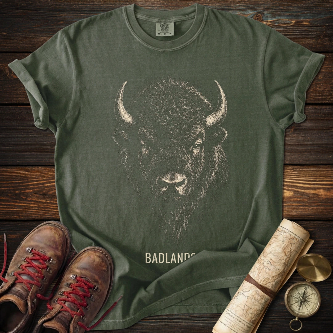 Badlands Bison Portrait T-Shirt