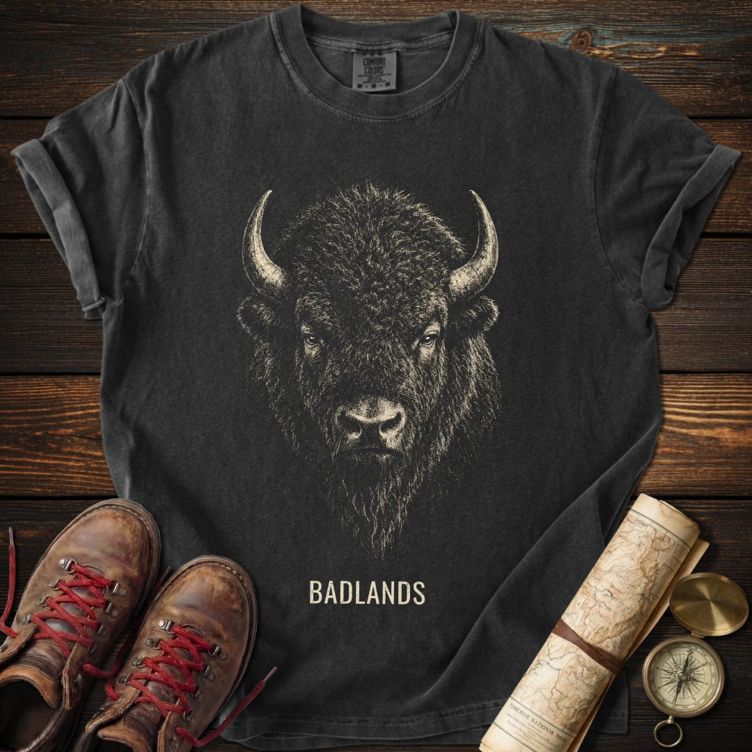 Badlands Bison Portrait T-Shirt