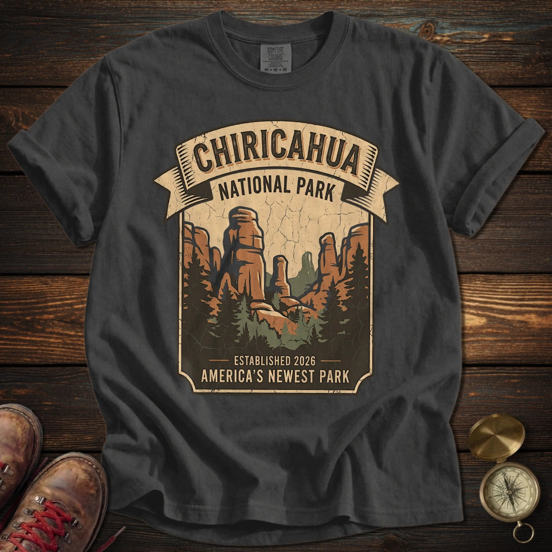 Chiricahua National Park Vintage Banner Badge T-Shirt - Pepper T-Shirt