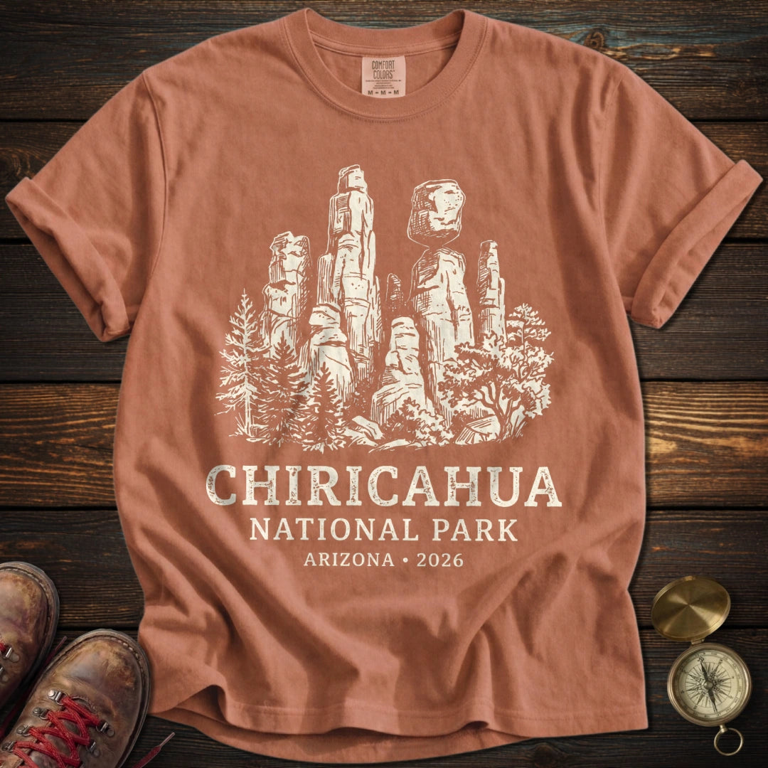 Chiricahua National Park Sketch Line Art T-Shirt - Yam T-Shirt
